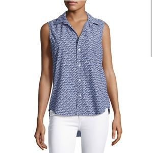 Frank & Eileen Fiona Blue Floral Sleeveless Top Button Up Small